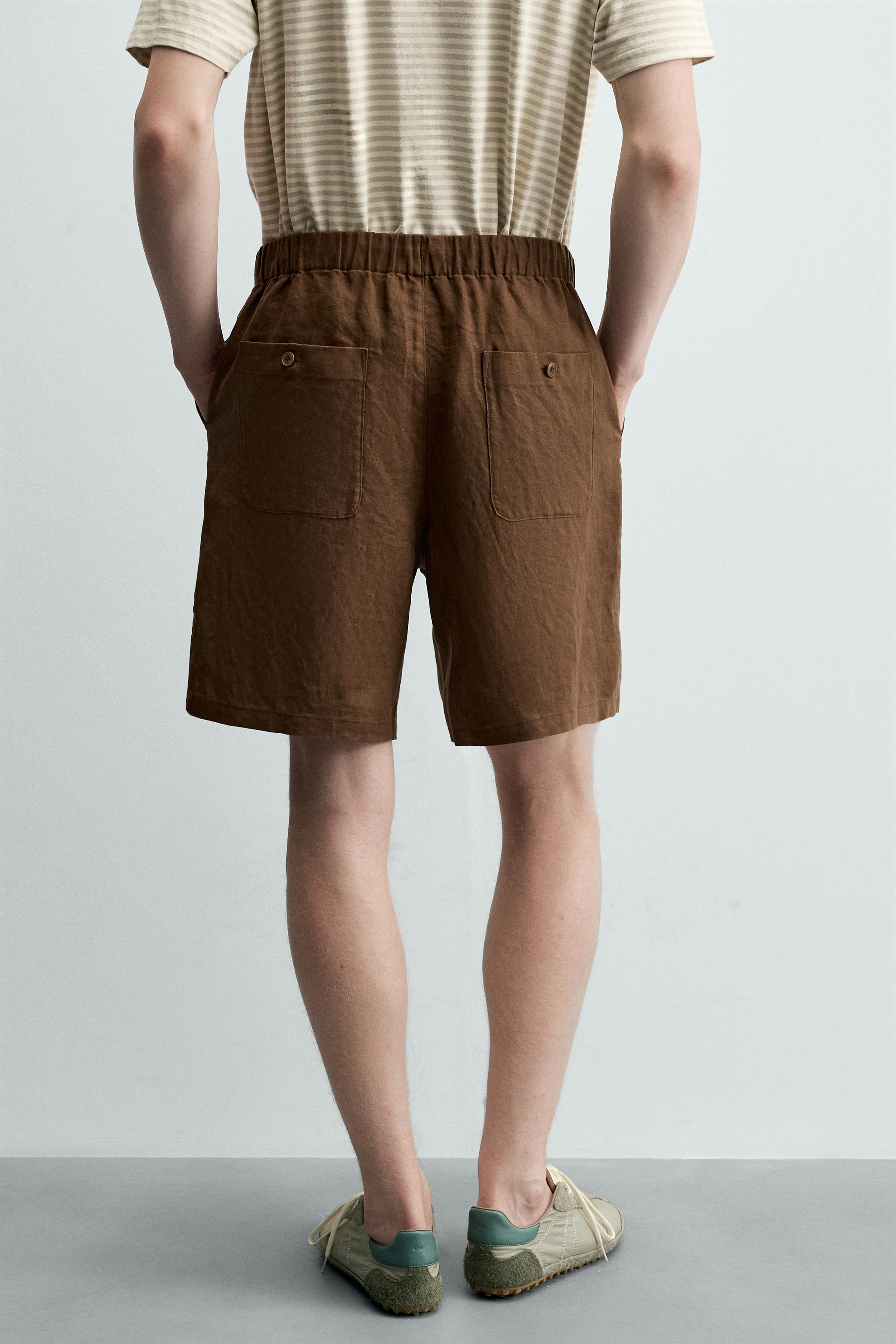 100% LINEN RELAXED FIT SHORTS